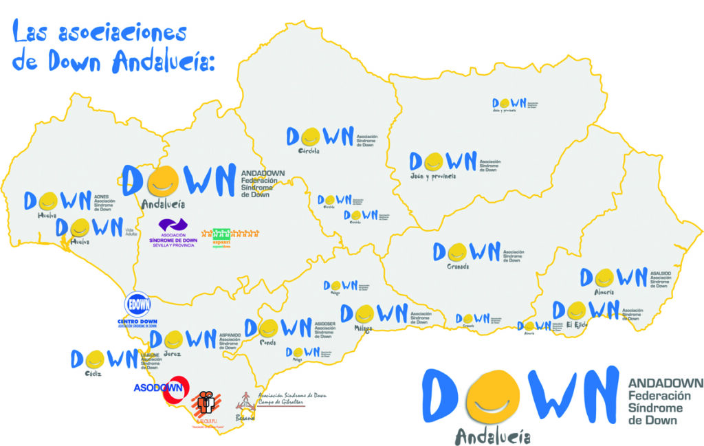 Mapa de las 17 asociaciones - Down Andalucía
